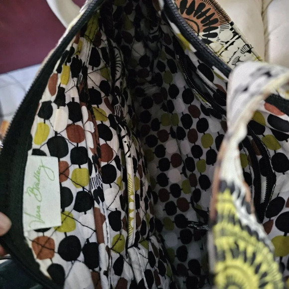 VERA BRADLEY COCOA MOSS - On The Go Purse Bag Tote, Brown Black White Green - Picture 9 of 9